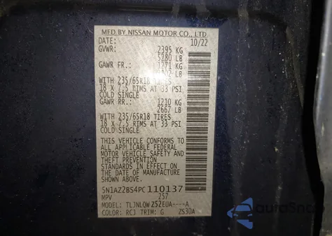 2023 Nissan Murano Sv Intelligent Awd z USA, uszkodzony, nr VIN 5N1AZ2BS4PC110137